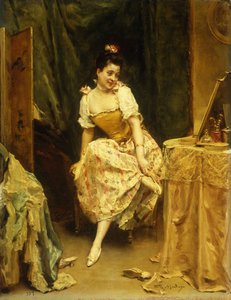 Junge Frau an einem Schminktisch von Raimundo de Madrazo y Garreta