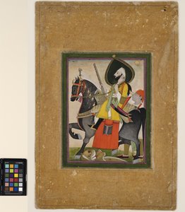 Bakhtawar Singh besiegt einen Löwen, um 1800 von Rajasthani School