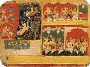 Eine Illustration zum "Bhagvata Purana", Buch X, Kapitel 21, ca. 1525 von Rajput School