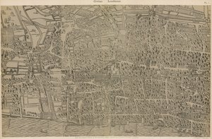 Civitas Londinium, aus der Originalvermessung in der Guildhall Library, aus der Regierungszeit von Königin Elizabeth