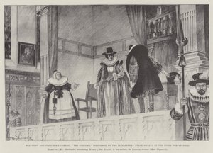 Beaumont und Fletchers Komödie, Der Geck, aufgeführt von der Elizabethan Stage Society in der Inner Temple Hall von Ralph Cleaver