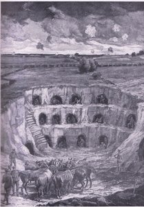 Die modernen Höhlenbewohner, aus Geschichte des Großen Krieges Band 3, veröffentlicht von Waverley Book Co Limited, ca. 1920 von Ralph Cleaver
