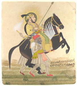 Maharana Sangram Singh reitet auf einem Preis-Hengst