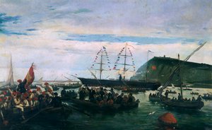 Katalanische Freiwillige, die 1870 in den Krieg nach Kuba aufbrechen von Ramón Padró y Pedret