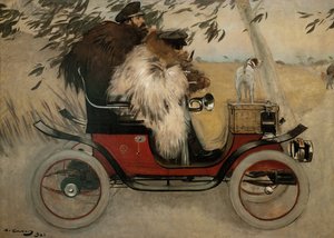 Ramon Casas und Pere Romeu in einem Automobil von Ramón Casas