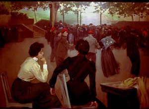 Sardanas am Brunnen des Heiligen Roque in Olot, ca. 1901-02 von Ramon Casas i Carbo