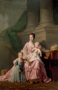 Königin Charlotte 1744-1818, mit ihren zwei ältesten Söhnen, 1769 von Ramsay