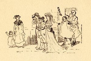 Zuschauer beobachten, wie John Gilpin vorbeigaloppiert, 1878, um 1918 von Randolph Caldecott