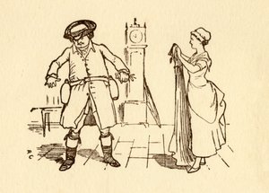John Gilpin befestigt Weinflaschen an seinem Gürtel, 1878, um 1918 von Randolph Caldecott