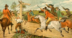 John Gilpin auf seinem durchgehenden Pferd, verfolgt von Passanten von Randolph Caldecott