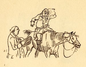 John Gilpin wischt sich den schweißnassen Stirn mit einem Taschentuch ab von Randolph Caldecott