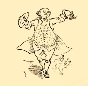 John Gilpins Freund leiht ihm eine Perücke und einen Hut, 1878, um 1918 von Randolph Caldecott