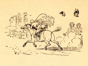 John Gilpins Pferd geht durch, und sein Hut und seine Perücke fliegen davon, 1878, um 1918 von Randolph Caldecott