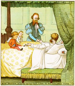 "Nun, Bruder, sagte der sterbende Mann, kümmere dich um meine lieben Kinder", Illustration aus Babes in the Wood