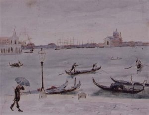 Das Zollhaus und die Kirche San Giorgio, Venedig, vom Piazzetta aus gesehen, 19. Jahrhundert von Randolph Caldecott