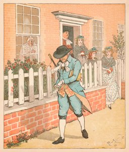 Der gute Mann von Islington auf dem Weg zur Kirche, ca. 1879 von Randolph Caldecott