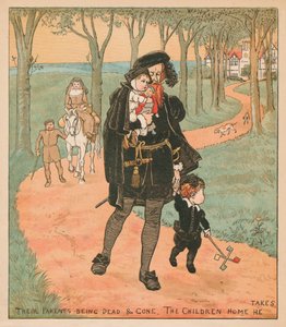 Ihre Eltern sind tot und fort, die Kinder nimmt er nach Hause, ca. 1878