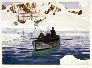 Charcot und die Besatzung der Pourquoi Pas am Pol - Zeichnung von Dugardier, in „Les belles croisières françaises“ von Paul Chack, Librairie de la Revue Française, Paris von Raoul Du Gardier