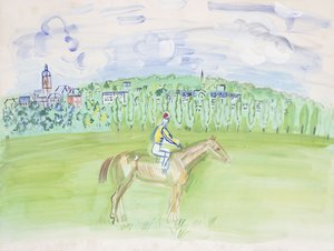 Pferd und Jockey in Deauville