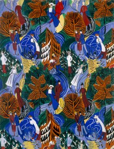 Eisläufer, Entwurf für bedruckte Seide, um 1914-20 von Raoul Dufy