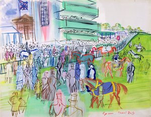 Vor der Tribüne in Epsom von Raoul Dufy