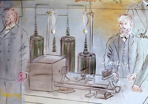 La Fée Électricité, Detail: Porträts von Wilhelm Conrad Röntgen, deutscher Physiker. 1937 von Raoul Dufy