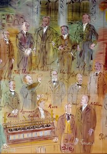 La Fée Électricité, Detail: Porträts verschiedener Intellektueller und Wissenschaftler von Raoul Dufy