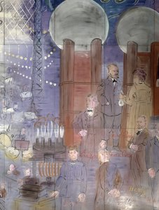 La Fée Électricité, Detail der linken Seite, Wissenschaftler darstellend von Raoul Dufy