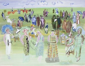 Poiret Mannequins bei den Rennen, mit blauen Schirmen von Raoul Dufy