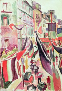 Straße mit Fahnen geschmückt, Le Havre von Raoul Dufy