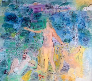 Der Lauf der Seine: Von Rouen nach Le Havre, linkes Panel eines Triptychons von Raoul Dufy