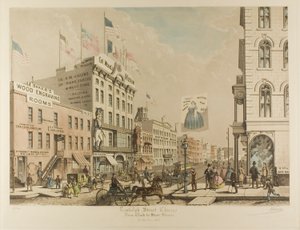 Randolph Street, Chicago, von Clark bis State Streets im Jahr 1865 von Raoul Varin