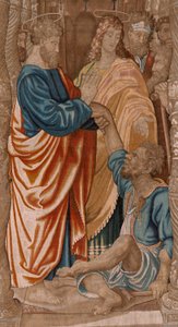 Flandrischer Wandteppich. Serie Taten der Apostel. Das Wunder des Lahmen. Dritter Wandteppich in der Serie. Modellzeichnung von Rafael Sanzio. Herstellung Jan Raes II, Brüssel. Ca. 1605-1629. von Raphael