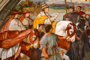 Begegnung zwischen St. Leo dem Großen und Attila. 1511-1514 (Fresko) von Raphael