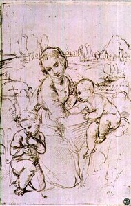 Studie einer Madonna mit Kind und dem jungen Johannes dem Täufer von Raphael
