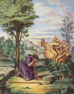 Moses und der brennende Dornbusch (Farblithografie) von after Raphael
