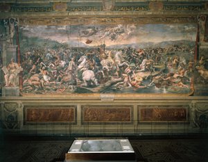 Fresko von Raffaello Sanzio und seinen Anhängern, das die Schlacht von Ponte Milvio darstellt, Sala di Costantino, Vatikanische Räume, Vatikanpalast, Vatikanstadt von Raphael