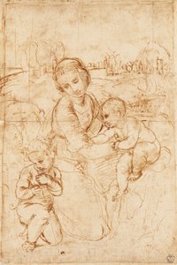 Madonna mit Kind und dem kleinen Johannes dem Täufer, ca. 1508, von Raphael (1483-1520), Zeichnung von Raphael (1483 1520)