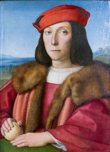 Porträt eines jungen Mannes mit einem Apfel, möglicherweise Francesco Maria della Rovere, um 1505