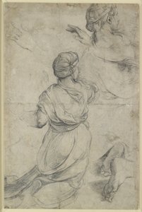 Recto: Studien für zwei kniende Frauen, WA1846.198 von Raphael