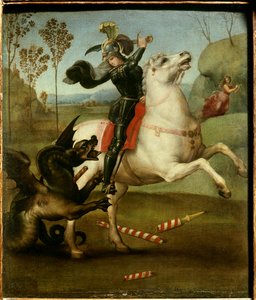 Heiliger Georg kämpft mit dem Drachen, Gemälde von Raffael, 1505 von Raphael