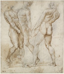 Drei nackte Träger (Studie zur Grablegung Christi) von Raphael