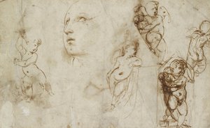 Verschiedene Studien, hauptsächlich für die Borghese-Beckford St. Katharina von Raphael