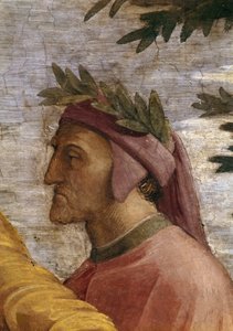 Disputa. Detail: Dante Alighieri Fresko in der Stanza della Segnatura, ca. 1510-1511