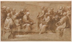 Studie für Die Disputation des Heiligen Sakraments, 1508-1510 von Raphael
