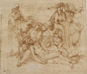 Die Beweinung, Studie für die Grablegung Christi, frühes 16. Jahrhundert von Raphael