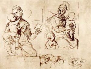 Zwei Madonnenstudien von Raffaello Sanzio Raphael