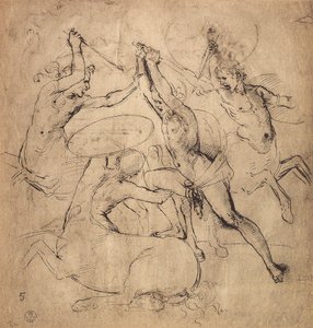 Herkules tötet den Zentauren; Zeichnung von Raphael. Gabinetto dei Disegni e delle Stampe, Uffizien, Florenz von Raffaello Sanzio Raphael