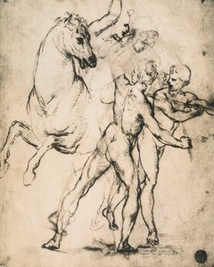 Männliche Akte mit einem Pferd; Zeichnung von Raphael. Gallerie dell