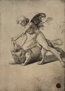 Simson kämpft mit dem Löwen; Zeichnung von Raphael. Gallerie dell